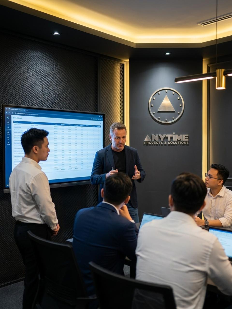 An Anytime Projects team training session — new reps learning the standard